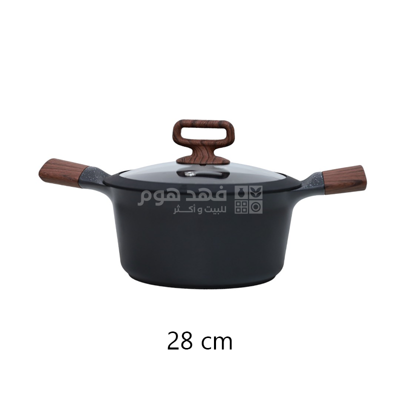 طقم طناجر جرانيت 8 قطع ثقيل يدين خشب COOKWARE