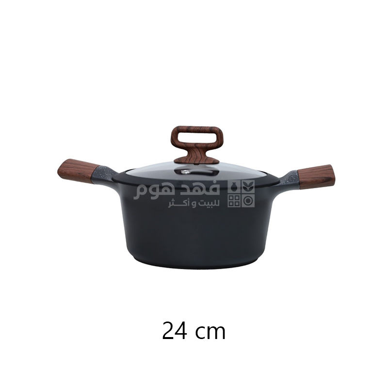 طقم طناجر جرانيت 8 قطع ثقيل يدين خشب COOKWARE