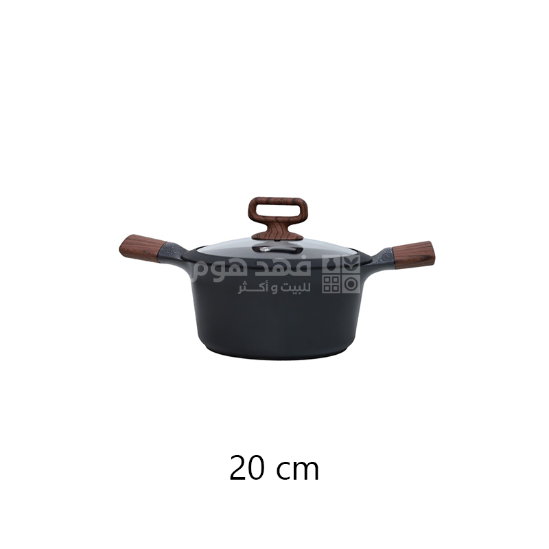 طقم طناجر جرانيت 8 قطع ثقيل يدين خشب COOKWARE