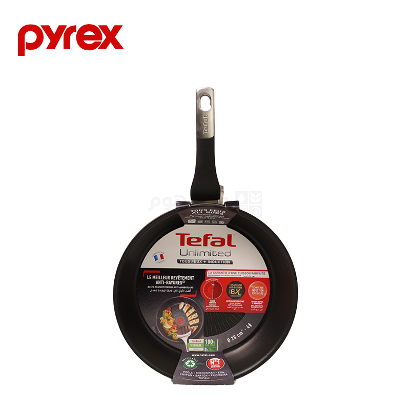 Tefal, G2550602, Fry Pan, Unlimited, 28 Cm, 1.18 Kg, Black, Non-stick coating resistant to scratches: lasts up to 6 time